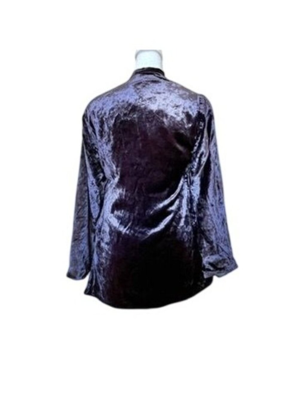 VTG Crushed Velvet Wrap Jacket Sz S Mandarin Collar Asymmetrical Boho Luxe Coat - Picture 8 of 14
